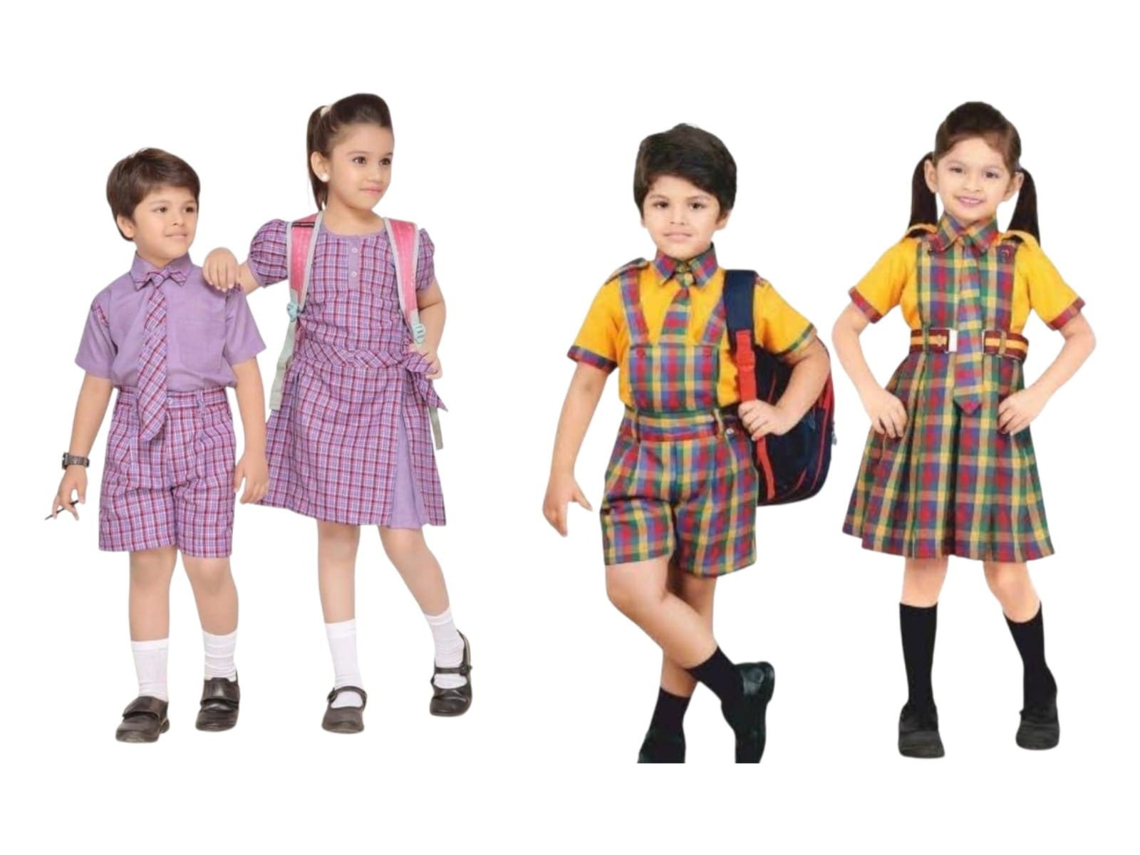 School uniforms showcase - lavender and yellow plaid sets
